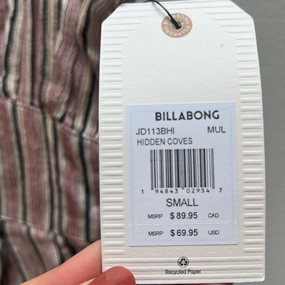 Billabong NWT small Hidden Coves midi casual lightweight dress striped - Picture 4 of 6